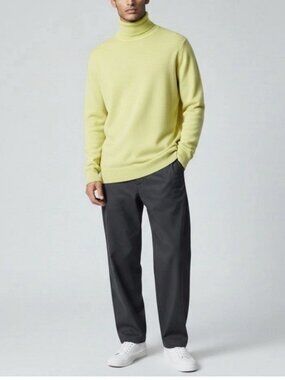 🌻NEW wtag Sandro Paris Men's  For The Future Yellow Wool High Neck Sweater